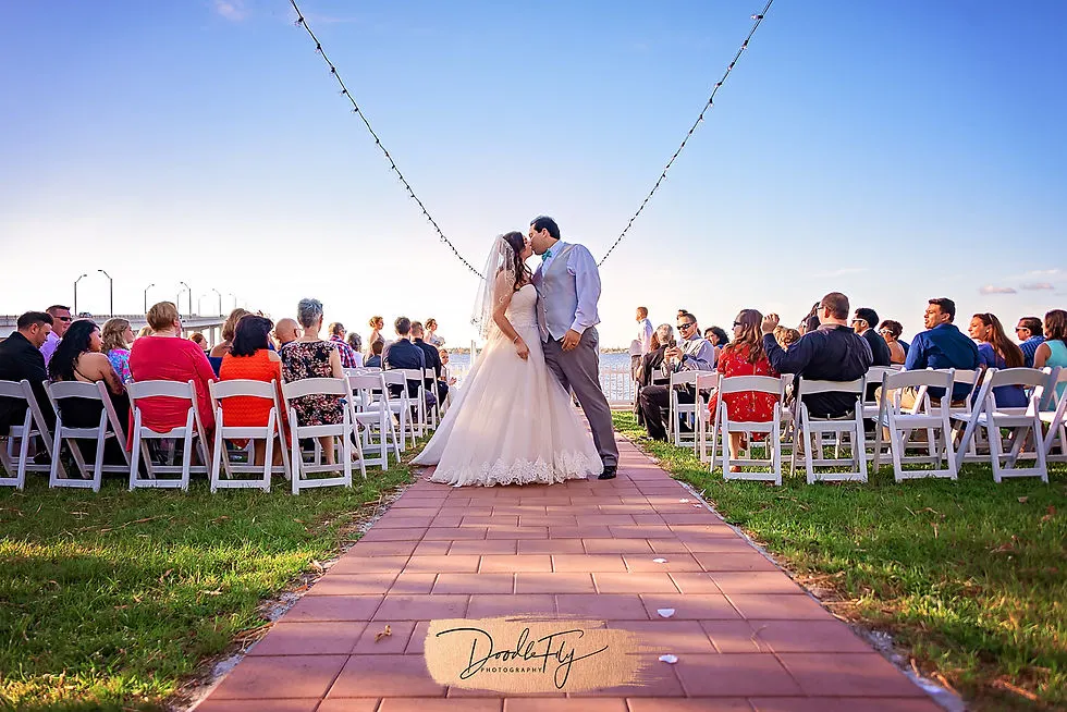 Doodle Fly Photography, Heitman House, Fort Myers Wedding, Fort Myers, Wedding, Couple, Bride & Groom, Ceremony, Kiss, I Do, Water, Wedding Gown, Wedding Photos, Wedding Photographer,